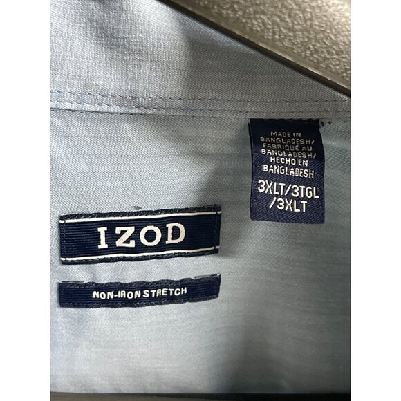 Mens Izod Non-Iron Stretch Gingham Check Dress Shirt 3XLT Cotton Polyester Blend - Picture 2 of 10